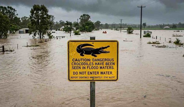 Avustralya'yı Sel Bastı Polis Timsah Uyarısı Yaptı