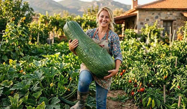77 Kilo Ağırlığında Dolmalık Kabak Yetiştirdi