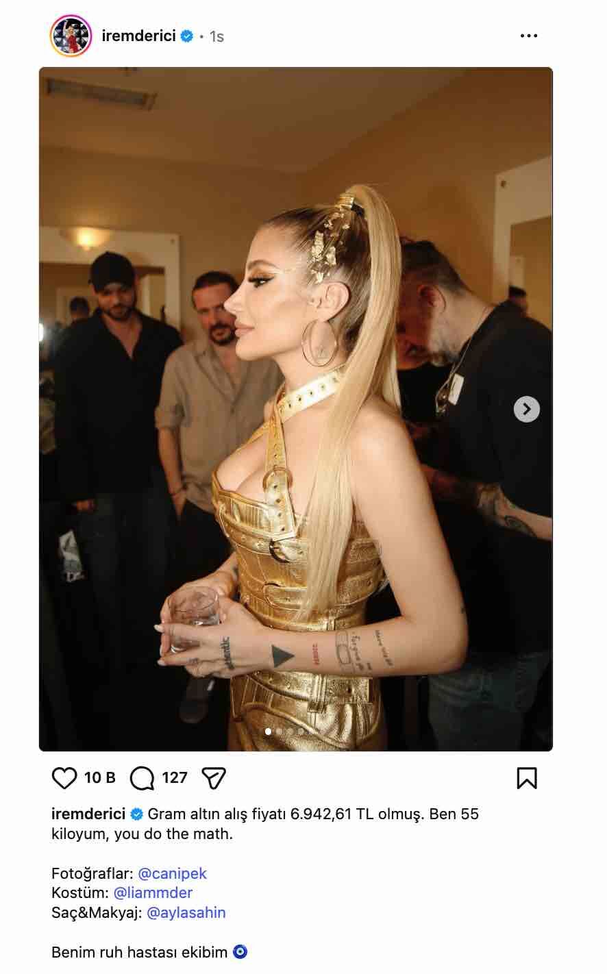 irem derici nin altin paylasimi sosyal medyada gundem oldu