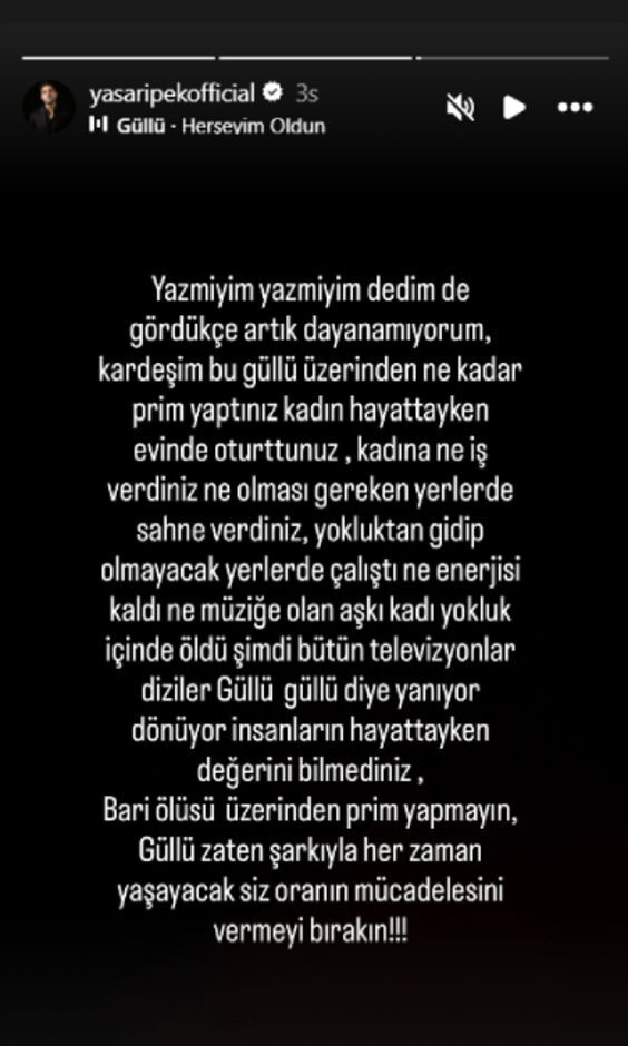 yasar ipek ten gullu paylasimi degerini bilmediniz