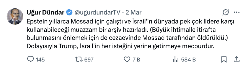 ugur dundar dan dikkat ceken epstein trump iddiasi