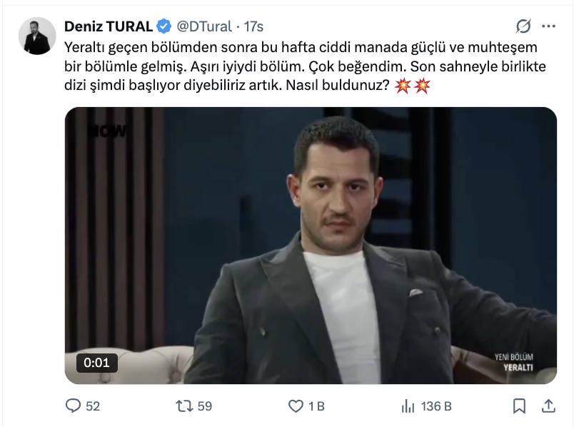 deniz tural yeralti dizisinin 6. bolumunu yorumladi dizi yeni basladi