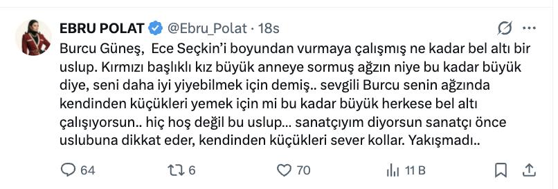 ebru polat tan burcu gunes e ece seckin ayari sanatciyim diyorsun