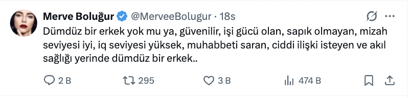 merve bolugur dan erkeklere isyan dumduz bir erkek yok mu