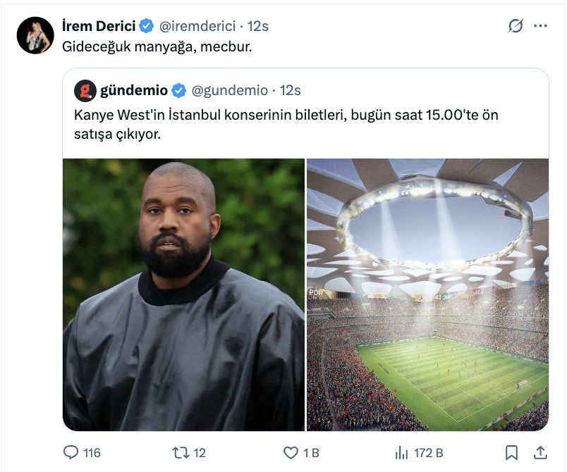 irem derici nin kanye west paylasimi gundem oldu