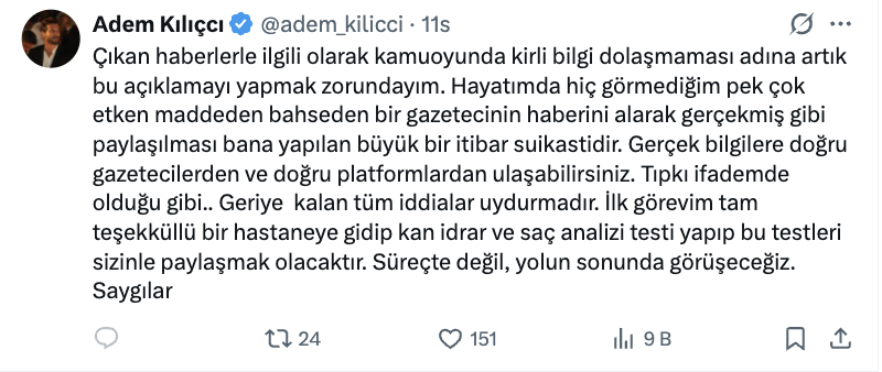 adem kilicci dan yasakli madde test sonucu aciklamasi gundem oldu