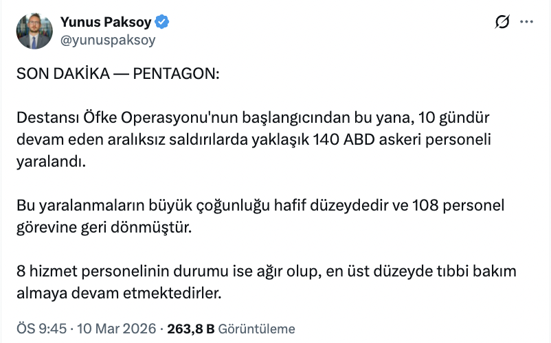 pentagon dan iran savasi ile ilgili bilanco aciklamasi