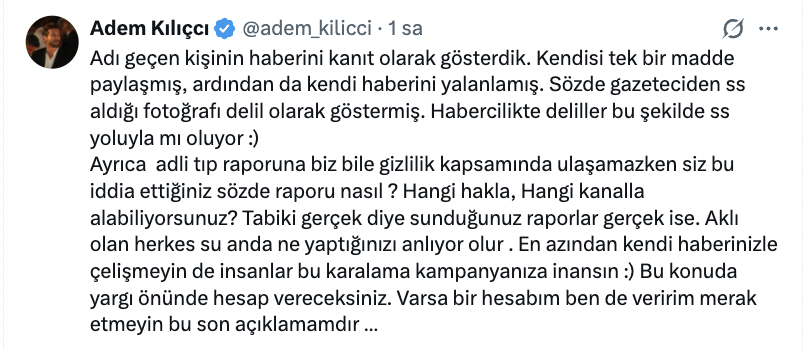 adem kilicci uyusturucu testi sonucunu yayinladi hakkinda yapilan testi pozitif cikti haberine isyan etti