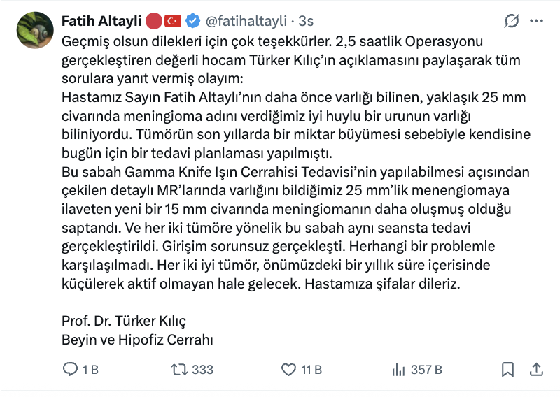 fatih altayli gecirdigi ameliyat sonrasi aciklamada bulundu