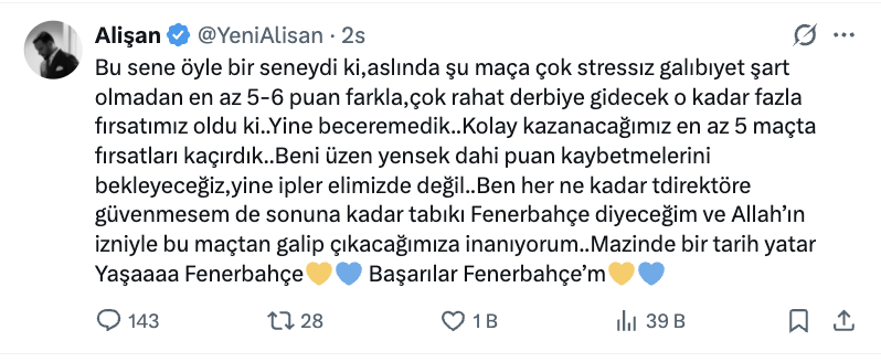 alisan dan galatasaray fenerbahce maci oncesi degerlendirme