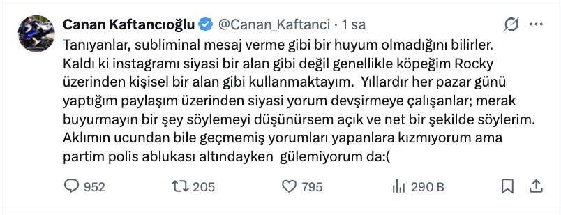canan kaftancioglu ndan rocky paylasimi icin aciklama