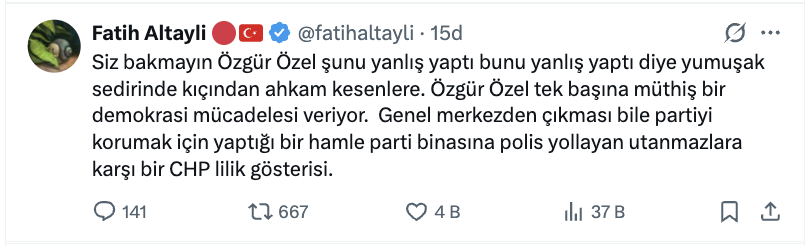 fatih altayli dan dikkat ceken ozgur ozel paylasimi