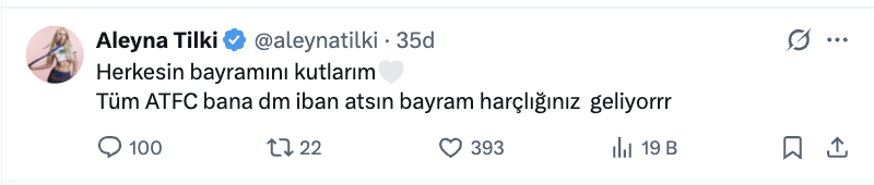 aleyna tilki den hayranlarina bayram jesti