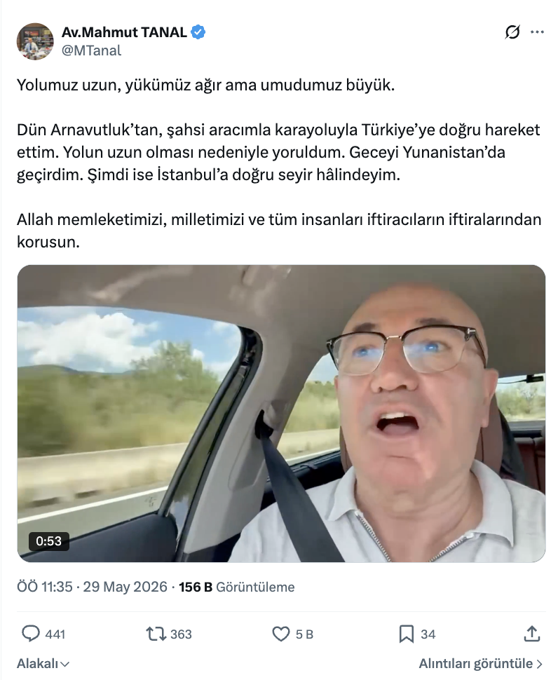 mahmut tanal dan yunanistan aciklamasi
