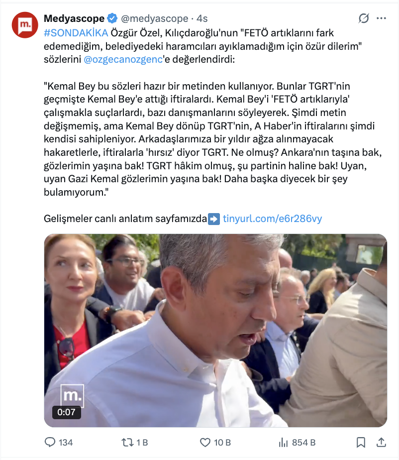 ozgur ozel den kilicdaroglu nun feto artiklari sozlerine yorum